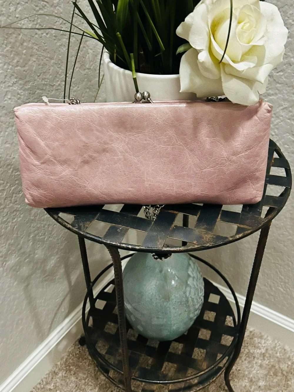 HOBO Blush Pink Leather Chain-Handle Clutch